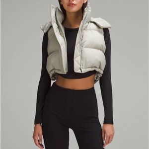 Lululemon Wunder Puff Super-Cropped Vest Heathered Raw Linen Size 2 NWT